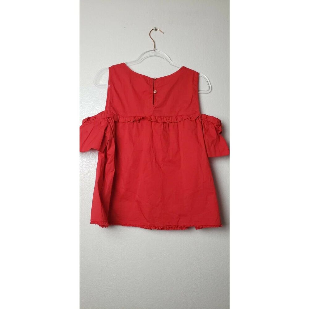 Democracy Red Cold Shoulder Ruffle Sz L - Picture 9 of 12